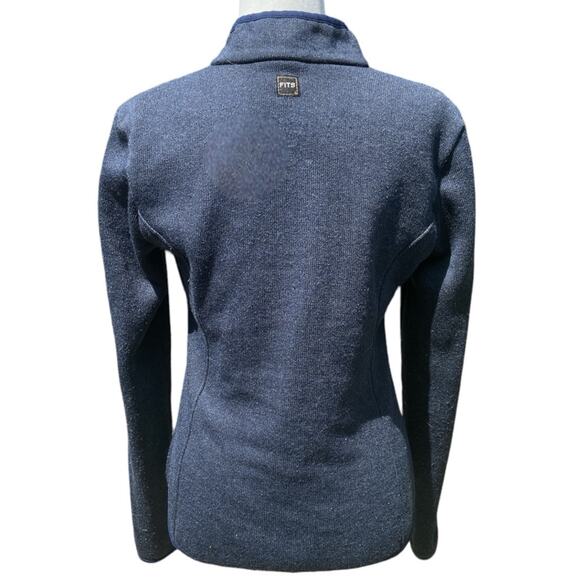 FITS Kelly Sweater Knit Navy Blue Snap Closure Equestrian Small - Picture 4 of 8